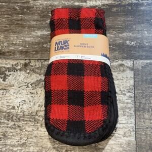 Muk‎ Luks Slipper Sock Mens L XL Size 11-13 Buffalo Plaid Cozy Lined House Shoes